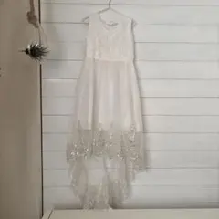 ホワイト ハイローヘムドレス　発表会　150cm