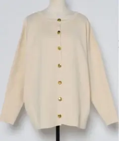 ボンジュールサガン　ダイバーニット金釦カーディガン　アイボリー