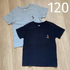 ユニクロ　Tシャツ　カットソー　トップス　ミッキー　120