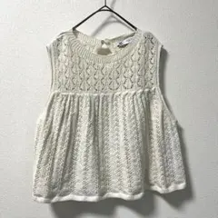ZARA アイボリー ニットレース編み ベスト