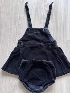 コムサ　ブラック コーデュロイ サロペット 80センチ