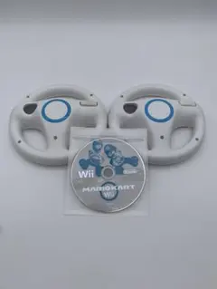 Nintendo wii マリオカート ハンドル 白 ホワイト 2個ソフトセット