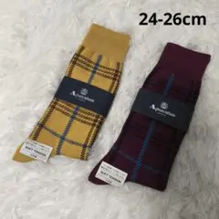 ​アクアスキュータム 紳士靴下 2足セット チェック柄 24-26cm
