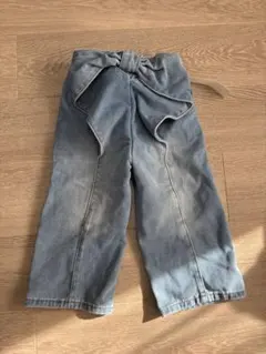 【新品未使用】デニムパンツ ウエストゴム リボン付き
