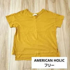 ★フリー AMERICAN HOLIC Vネック Tシャツ マスタード★のサムネイル