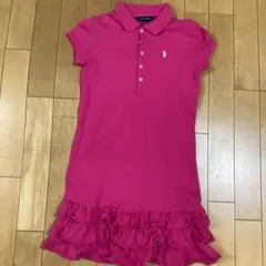 ポロ ラルフローレン 140 ポロシャツ ワンピース 刺繍 フリル 良品