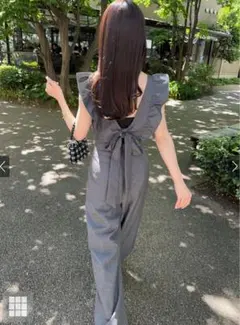 バックリボンショルダーフリルオールインワン[dk1188]