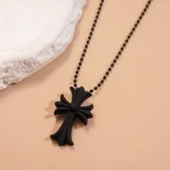 ラバー クロスネックレス ブラック シリコン 十字架 ロングネックレス