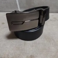 メンズ レザーベルト ブラック シルバーバックル