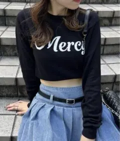 OLIVE des OLIVE 長袖ロゴジャガードニット