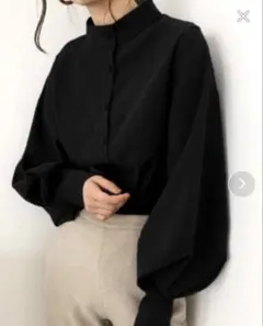 ジュノア＊長袖ブラウス＊Lブラック黒