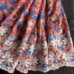 コットンローン生地 両側スカラップ刺繍生地 幅130×200cm延長可