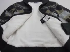 【新品/即戦力/楓柄】ノルディック柄 裏ボア フルジップ ニットJKT■L