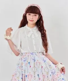 axes femme kawaii チュールフリルブラウス 白のサムネイル