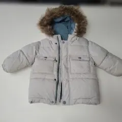 ファー付きフード ダウンコート ライトグレー
