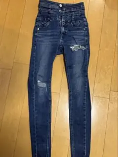 ダメージ加工 ハイウエスト スキニーデニムのサムネイル
