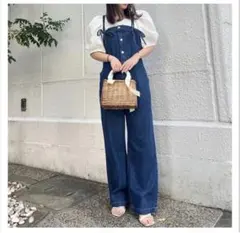 【新品未使用】デニムサロペット リボンストラップ　神戸レタスのサムネイル