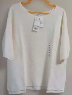 長期未使用 3Dコットンクルーネックセーター5分袖 3XL オフホワイトのサムネイル