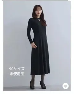 overE 7分袖スクエアネックフレアワンピース ネイビー 90サイズ - メルカリ