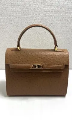 オーストリッチ調 ハンドバッグ ブラウン レディース フォーマル バッグ