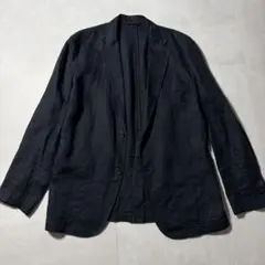 無印良品 MUJI リネン100% テーラードジャケット 麻 M 濃紺のサムネイル
