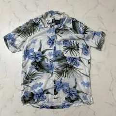 Roushatte アロハシャツ メンズ 花柄 ホワイト系 胸ポケット