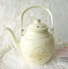 9/30までの出品♡イマン♡ローズバスケットホーローお玉セットマニーローズ薔薇 9/30までの出品♡イマンプリンセスローズホーローケトルマニー
