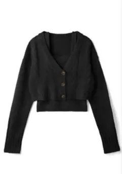 クロップド丈カーディガンXキャミソールニットアンサンブル[an1222]