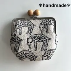 ハンドメイド木玉のがま口ポーチ ミナペルホネンcount×tambourine