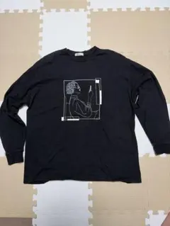 キクチタケオ　長袖Tシャツ ロンT ブラック 刺繍プリントデザイン