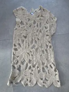 ZARA ザラ クロシェット アシンメトリー ワンピース レース 花柄 きなり