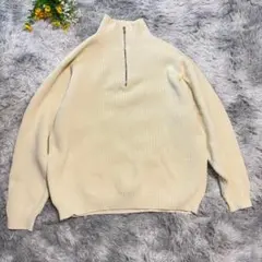 ハーフジップニット　【L】　アイボリー　ユニセックス　プルオーバー　CPCM
