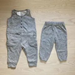 美品★ オールインワン　ズボン　2点セット　グレー　シンプル　80 タグ付き
