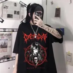 病みかわ 女の子 Tシャツ 量産型 地雷系 ゴスロリ 赤 黒 デザインA