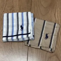 ポロ　ラルフローレン ポロポニー　紳士ハンカチ　ストライプ　ブルー　ブラウン