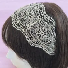 〈新品〉総レース ヘアバンド ゴム カチューシャ ウィッグ ターバン パーティーのサムネイル