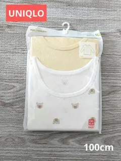 【新品未使用】ユニクロ 100 コットンフライスインナー アニマル 長袖 2枚組