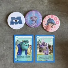 モンスターズインク 缶バッジ3種 カード2枚セット ディズニー ピクサー