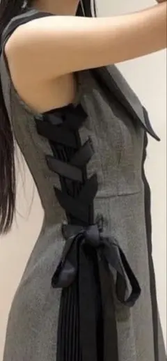 極美品　スナイデル サイドプリーツツイードワンピース　ロングワンピ　S