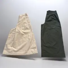 UNIQLOユニクロ アイボリー ・カーキ ガウチョパンツ 2枚セット