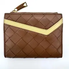 【美品】ボッテガヴェネタ イントレチャート 二つ折り財布 ブラウン レアカラー