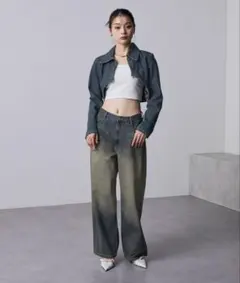 【nui nullu】ハイウエストヴィンテージワイドデニム