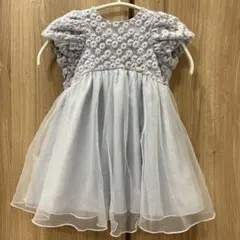 petit main プティマイン 花柄刺繍 チュールドレス ワンピース 80