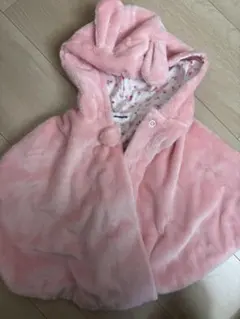 ウサギ耳付きピンクポンチョ