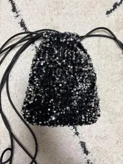 【nugu】スパンコール 巾着ドローストリングバッグ シルバー