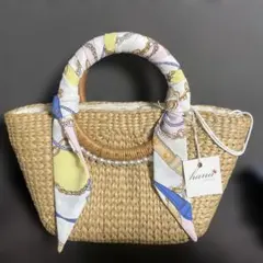 ハンドメイド　スカーフ付きかごバッグ《ベトナム産》