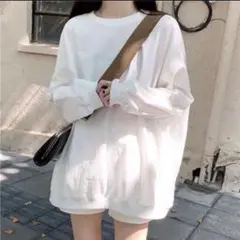 【未使用】レディースTシャツ ゆるシャツ 長袖 薄手 無地 カジュアル
