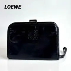 LOEWE ロエベ アナグラム レザー クラッチバッグ セカンドバッグ ブラック
