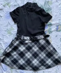 クミキョク　切り替え　半袖　ワンピース　M 110 120 ハートベルト