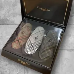 クリスチャンディオール チェック柄 ハンカチ 3枚セット 箱無し